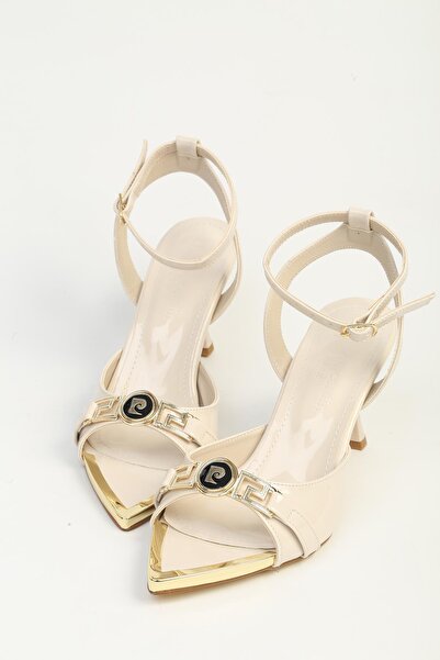 Pierre Cardin Μπεζ λουστρίνι γυναικεία παπούτσια με τακούνι PC-55811