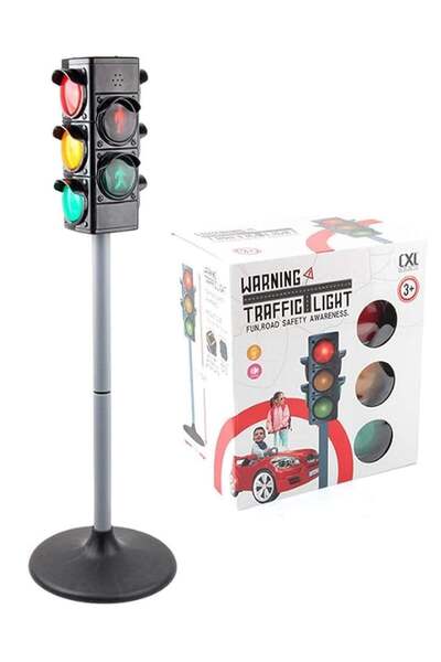 UKR لعبة إشارة المرور - 70 سم، ضوء أمان إلكتروني LED رباعي الجوانب للعب التخيلي
