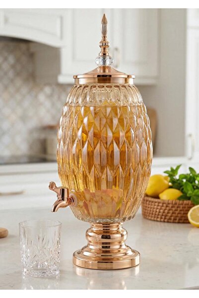 HomeTarz Cam Sebil - Yağlık, Şerbetlik, Sürahi - 6 Litre, 50 CM