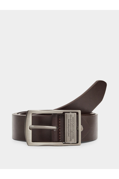 Styli Brown Faux Leather Square Buckle Belt