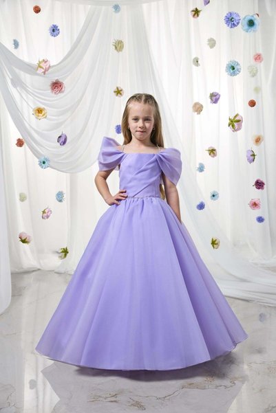 Kanilla Mojo girls' off-the-shoulder stone-embellished pintuck evening dress,...