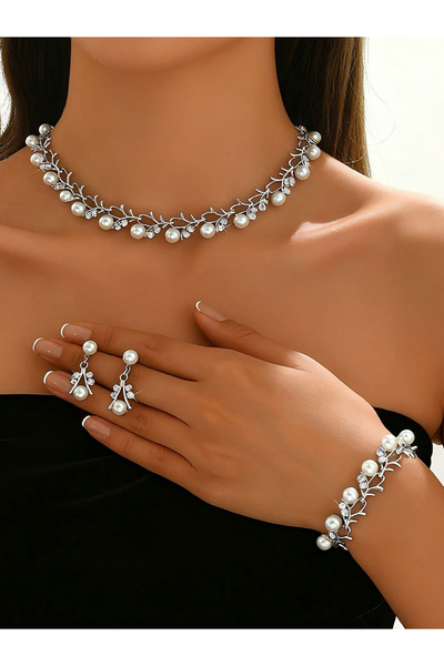 Take Two By Styli طقم مجوهرات مكون من 3 قطع مزينة باللؤلؤ الصناعي: عقد، سوار،...