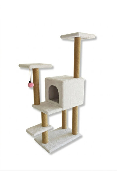 ambarpet White Cat Scratching House with Slot 115 cm