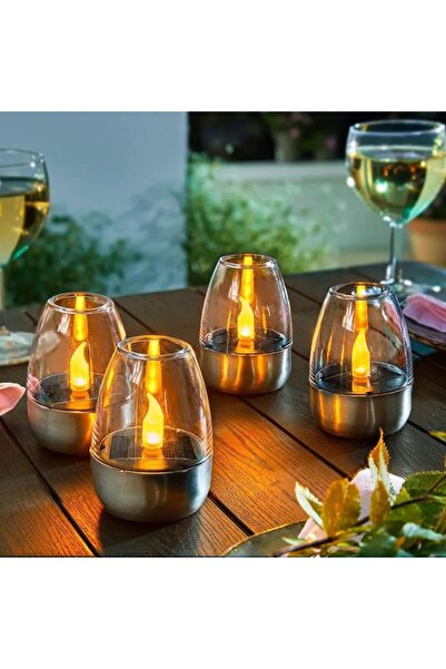 gaman 3'lü Mum Işığı Alev Efektli Şık Ortam Lambası - Masa, Balkon ve Ev Deko...