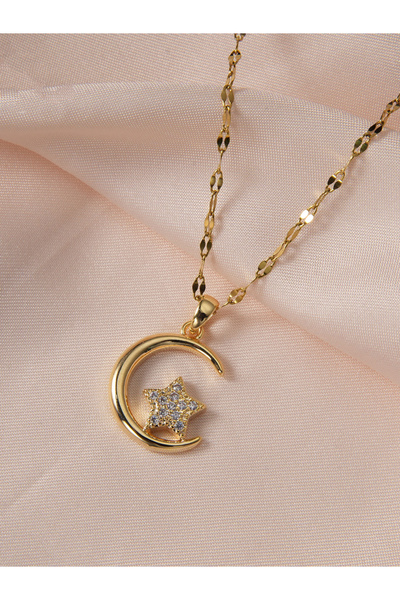 Take Two By Styli Embellished Star Moon Pendant Necklace
