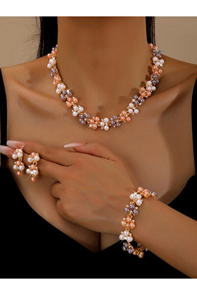 Take Two By Styli 3-Piece Floral Embellished Necklace,Bracelet and Earrings J...