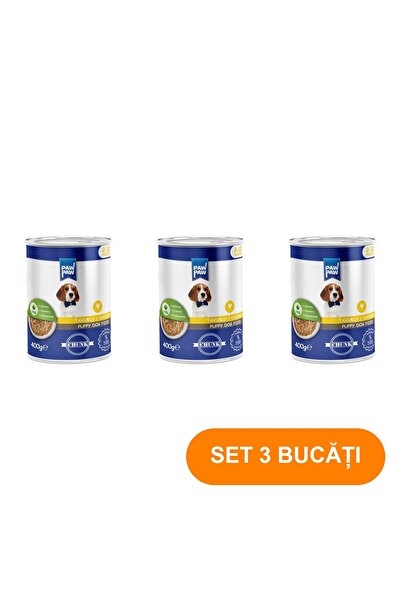 Redist Hrană umedă pentru câini PawPaw Junior cu pui 3x400g