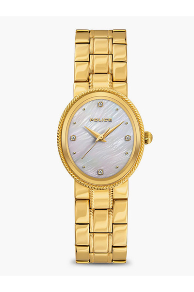 Police ساعة نسائية تناظرية مطلية بالذهب الأصفر مقاس 28 مم مصنوعة من الفولاذ ا...