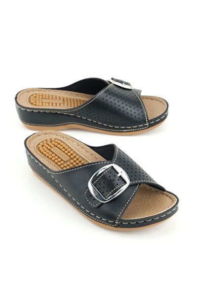 GEZER 15648 Papuci de damă zilnici cu toc cu vârf ascuțit și cataramă, cu tal...