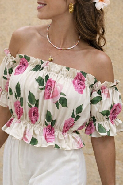 oshebu Γυναικεία μπλούζα Madonna με λεπτομέρεια από καουτσούκ