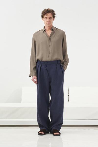 GIESTO منسدل قميص كاكي من التينسل بقصة عادية