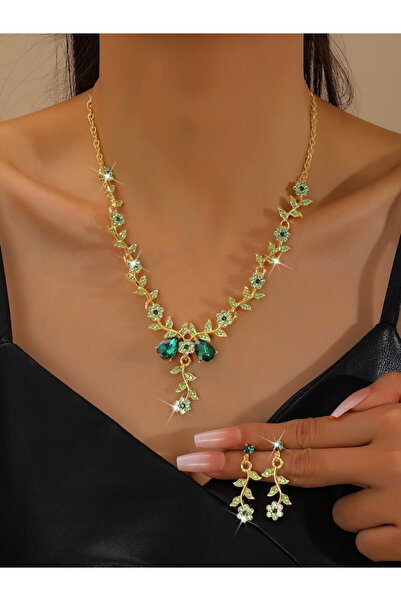 Take Two By Styli 2-Piece Floral Embellished Necklace and Earrings Jewelry Set