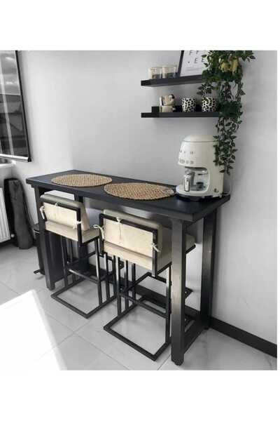 woodywood Bar Masası Tamamı Doğal Masif Ağaç 175 cm x 50 cm x 100 cm