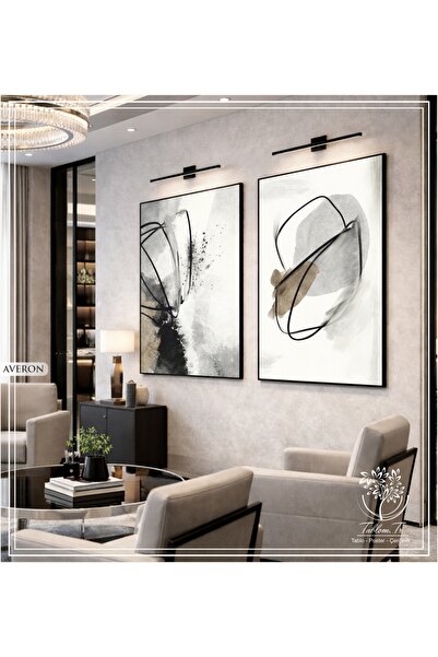 Averon - 2-Piece Decorative Painting with Digital Printed Black Metal Frame and Real Glass
