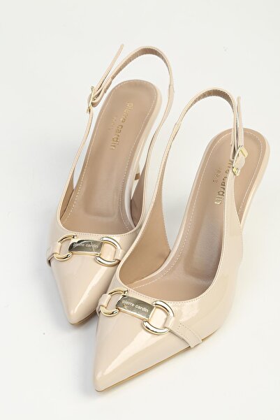 Pierre Cardin Μπεζ λουστρίνι γυναικεία παπούτσια με τακούνι PC-55774