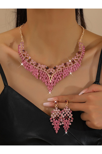 Take Two By Styli 2-Piece Embellished Rhinestone Necklace and Earrings Jewelr...