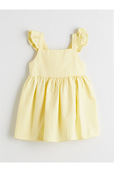 LC Waikiki Nevavm Square Neck Ruffle Girls' Dress with Difference