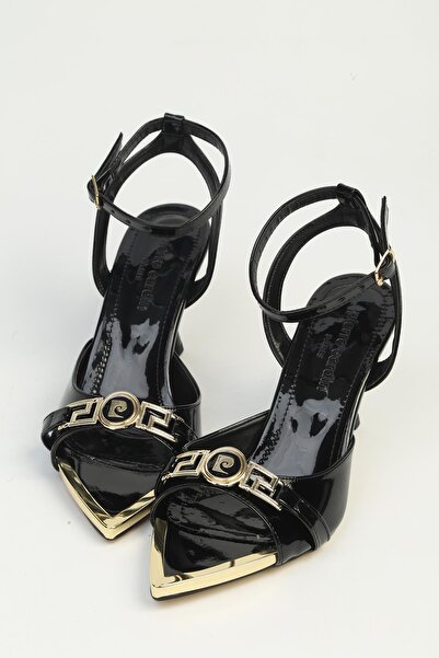 Pierre Cardin Μαύρα λουστρίνια γυναικεία παπούτσια με τακούνι PC-55811