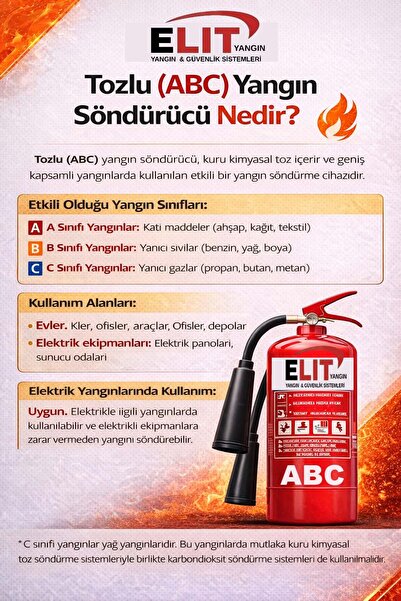 ELİT YANGIN VE GÜVENLİK SİSTEMLERİ Yangın Söndürme Tüpü 6 Kg Tozlu 4 Yıllık R...