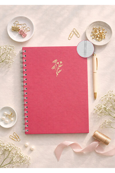 Lizy Spiral Bound Hardcover Notepad - Checked - 17X24Cm