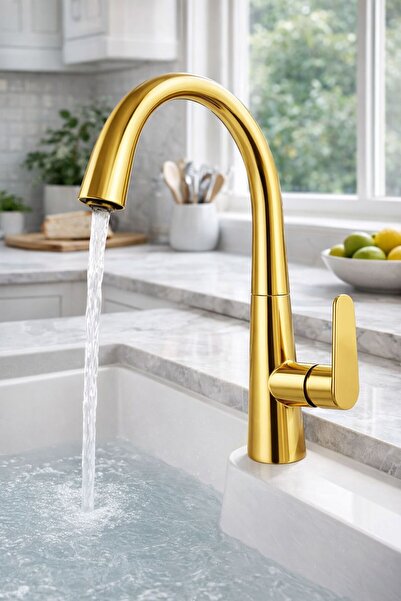 HCE STORE صنبور مطبخ عصري عالي الجودة بتصميم حلزوني مخفي مطلي بـ PVD