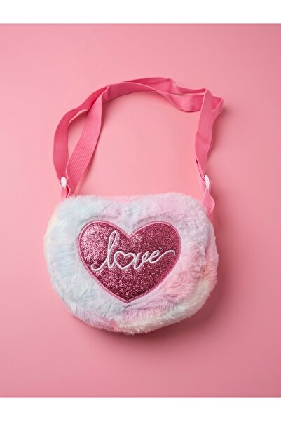 moimaaksesuar Kız Çocuk Peluş Kalpli Omuz Çantası – Love Yazılı Yumuşak Peluş...