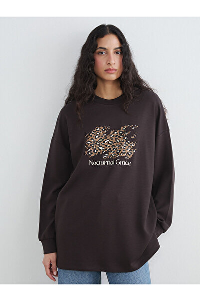 LC Waikiki Γυναικείο φούτερ με στάμπα με λαιμόκοψη Özmarka New Season