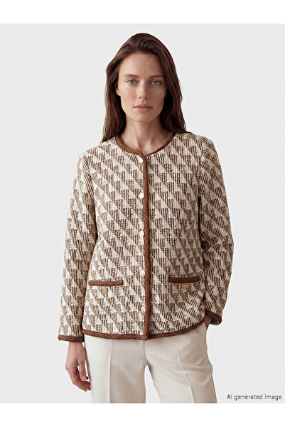 LC Waikiki Vizyon New Season Crew Neck Patterned Women's Cardigan