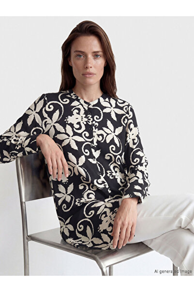 LC Waikiki Vizyon New Season Hakim Collar Patterned Women's Shirt Tunic