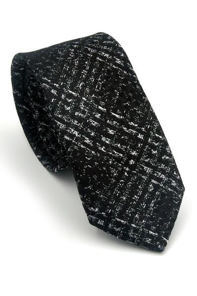 Gaffy White Patterned Black Woven Fabric Handkerchiefs Slim Fit Ties // Sdk-2...