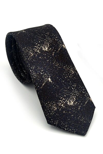 Gaffy Beige Patterned Brown Woven Fabric Handkerchief Slim Fit Tie // Sdk-2613-6