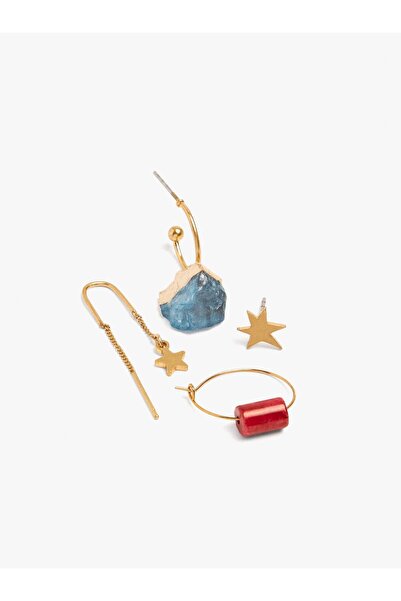 PARFOIS Asimetrik Taşlı Küpe Seti