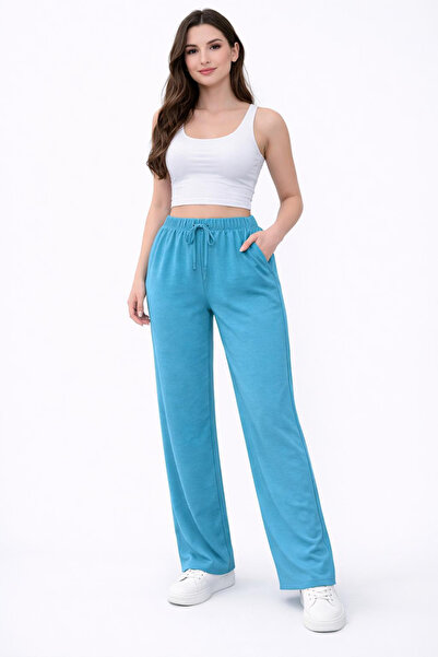 Kutaf Γυναικείο ψηλόμεσο παντελόνι με ελαστική μέση – Casual φαρδύ παντελόνι ...