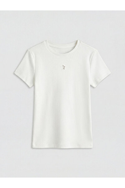 LC Waikiki LCW Kids okrugla kragna Zvezdica Detaljna Majica za Devojčice