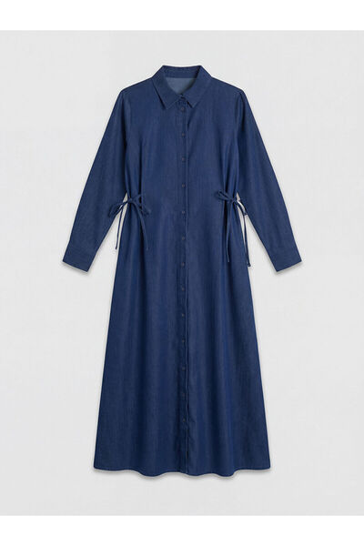 LC Waikiki Rochie din denim Özmarka Noul Sezon guler de cămașă șnur în talie