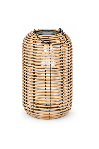 SERSIMO Felinar solar decorativ metalic pentru grădină, 32 cm, bej