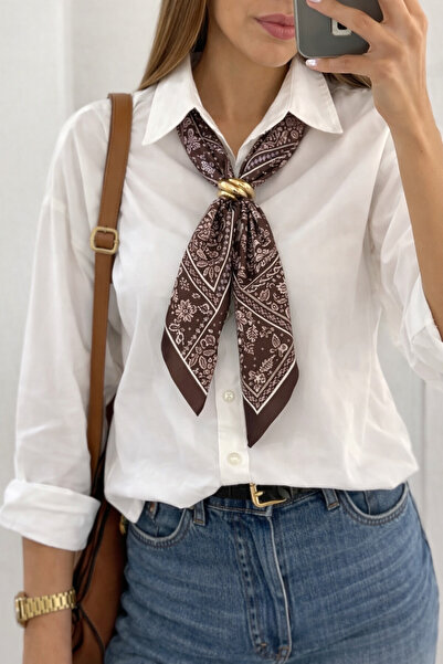 Markiz Takı Gold Buckled Thin Scarf