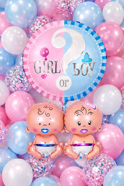 BALON DİYARI Girl or Boy Baby Metallic Balloon Gender Reveal Party Is It a Gi...
