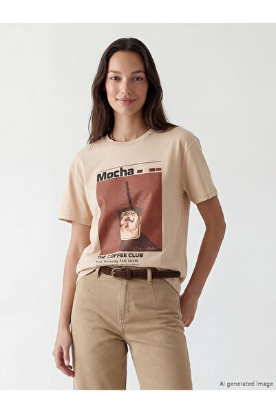 LC Waikiki Γυναικείο μπλουζάκι Özmarka New Season με στάμπα και λαιμόκοψη ποδ...