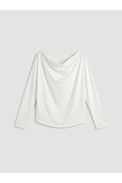 LC Waikiki Özmarka Νέα Σεζόν Μπλούζα με λαιμόκοψη καγιάκ Ρευστή εφαρμογή