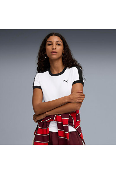 Puma T7 Slim Kadın Beyaz T-Shirt