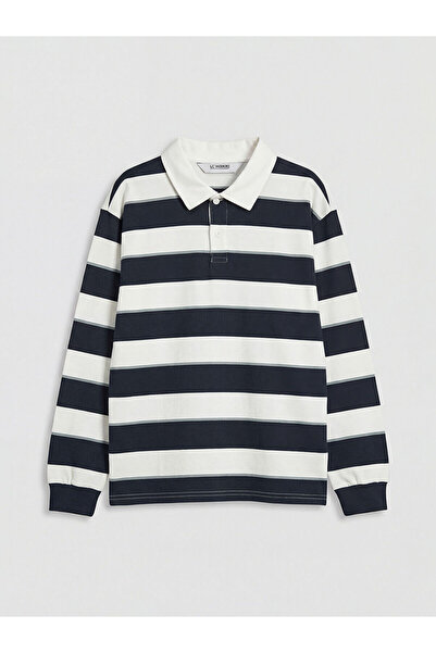 LC Waikiki Μπλουζάκι για αγόρια σε μπλε ναυτικό χρώμα με γιακά πόλο, μακρυμάν...