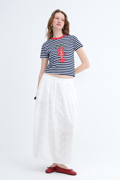 Addax تنورة طويلة بتفاصيل زهرية E5077