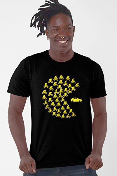 ROCKANDROLL Tricou negru cu mânecă scurtă pentru bărbați, Cycling Game