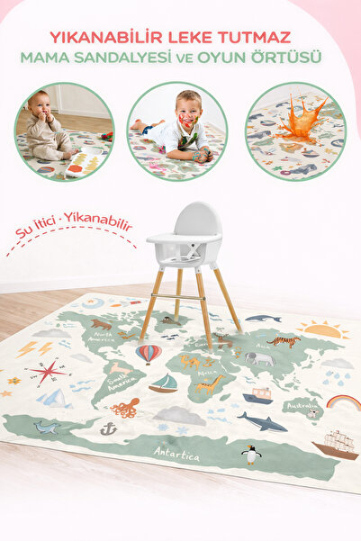 Evdek Water Repellent,Yer/ Mama Sandalyesi Altı,Aktivite,Yemek ve Oyun Örtüsü...