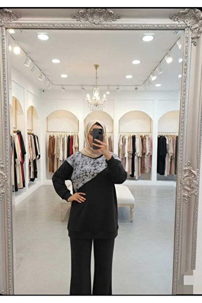 Azram Fashion Kadın çiçek detaylı tesettür tunik