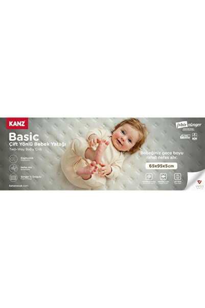 Kanz Basic Bebek Yatağı 65x95 cm 5 cm iç Yatak
