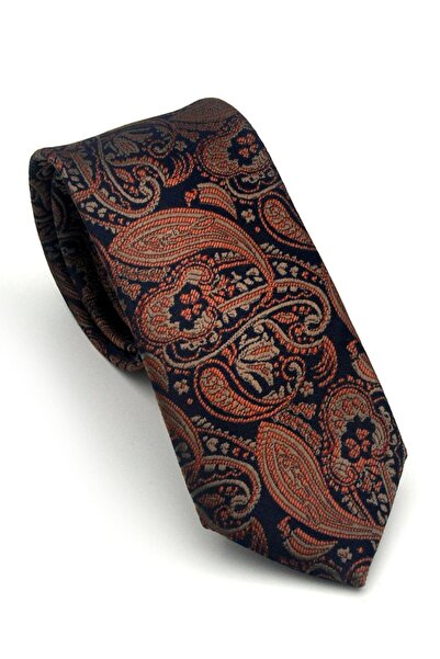 Gaffy Smeđi šal Sa deznom tamnoplavi tkana tkanina maramica Slim fit kravata ...