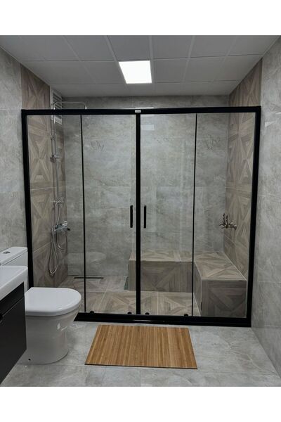Viera Concept Ön cephe siyah profil H:190 5 mm temperli şeffaf cam duşakabin