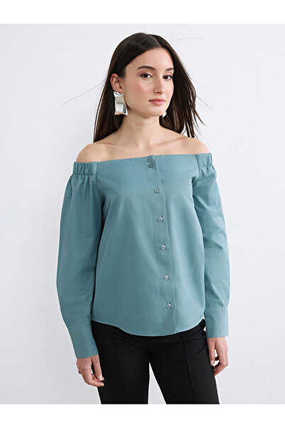 LC Waikiki Ozmarka New Season Petite Boat Neck Ruched Blouse